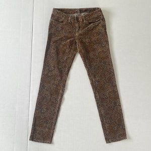 Prana Brown Paisley Corduroy Pants